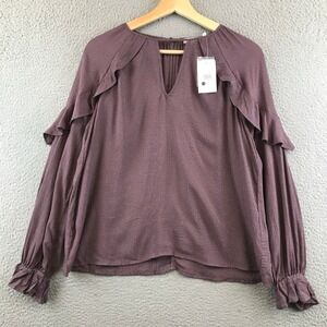 NWT Nordstrom Lush Peppercorn Long Sleeve Blouse Top SZ M